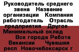 Руководитель среднего звена › Название организации ­ Компания-работодатель › Отрасль предприятия ­ Другое › Минимальный оклад ­ 25 000 - Все города Работа » Вакансии   . Чувашия респ.,Новочебоксарск г.